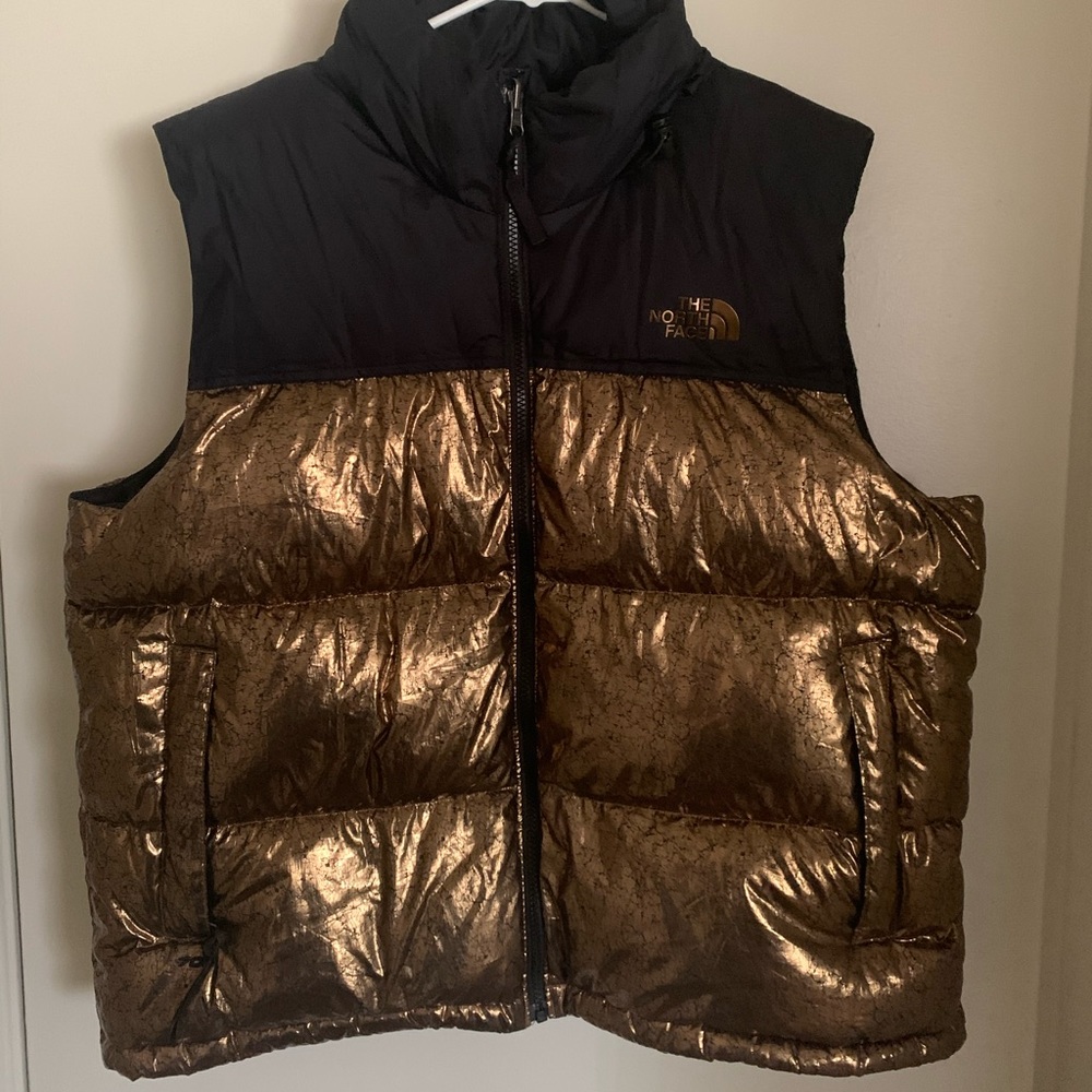 The North Face Men's Black and Gold Puffer Vest
